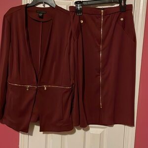 Two-piece burgundy suit